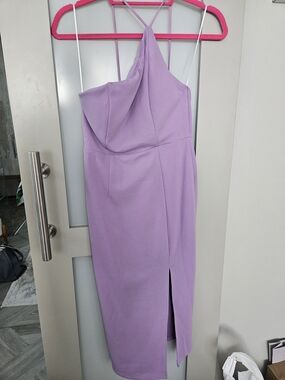 Hello Molly Lilac One-Shoulder Midi Dress with Side Slit